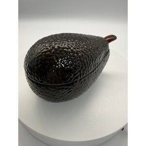 Ceramic Guacamole Dip Serving Set Bowl Shaped Like An Avacado With A Spoon